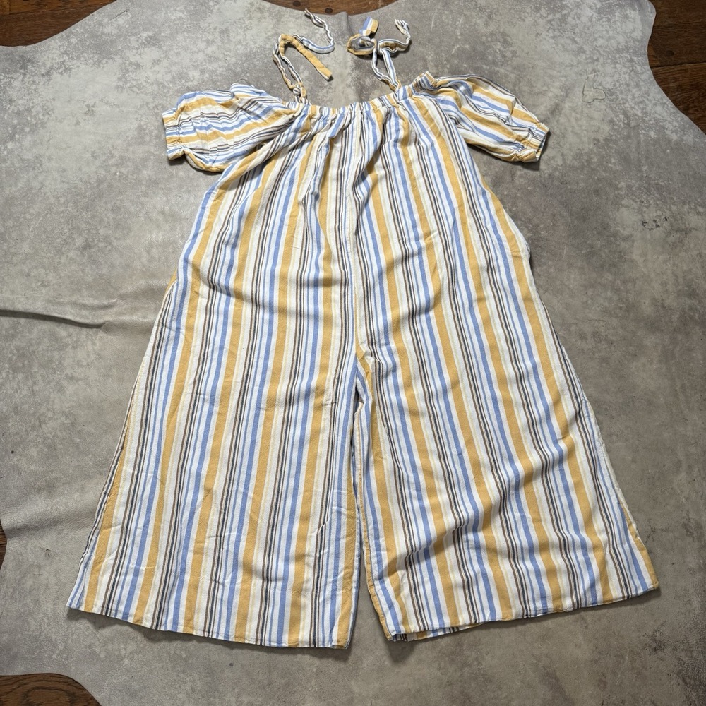 Karen T Design Jumpsuit Womens Size XL Multicolor  Striped Off Shoulder Wide Leg